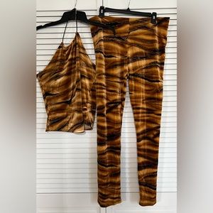 Tiger costume or club wear. Halter top and leggings with ears and claws